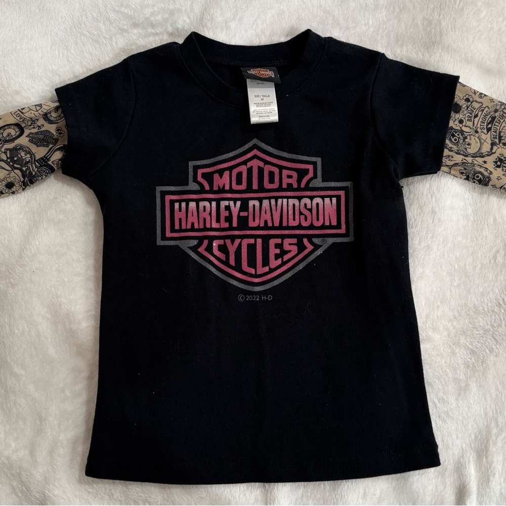 Harley-Davidson Kids Black T-Shirt with Pink Logo